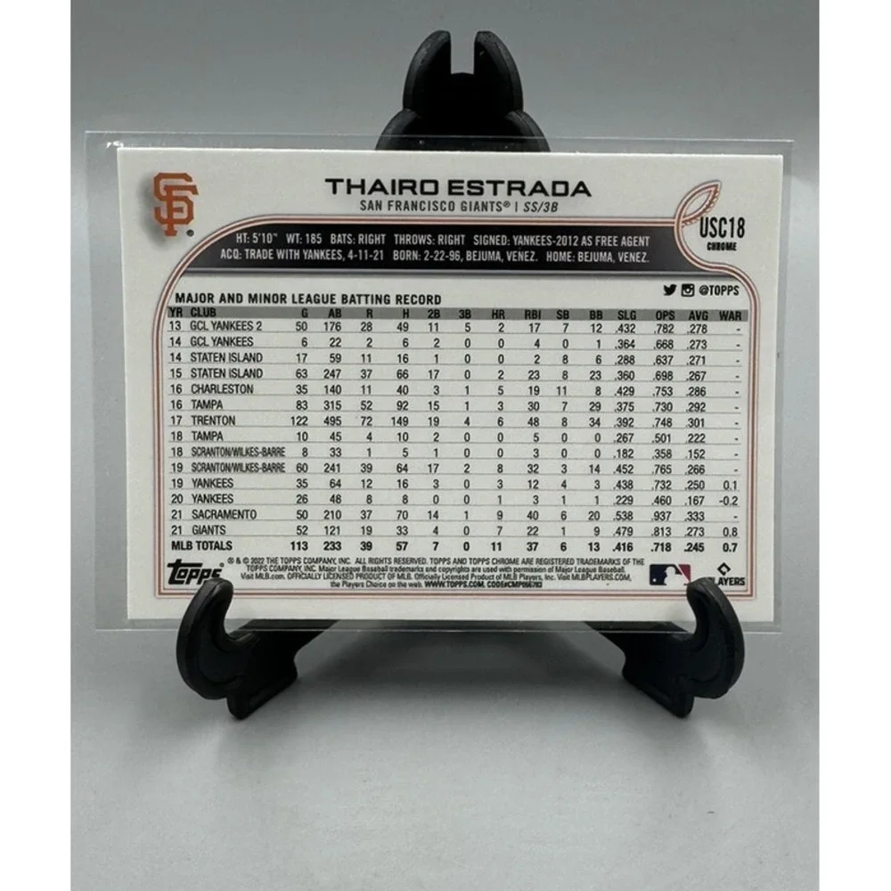 Thairo Estrada 2022‎ Topps Chrome Update Purple #USC18 SF Giants